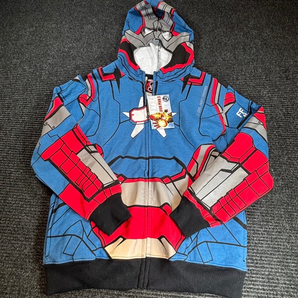 Marvel Other - Marvel Iron Man 3 Iron Patriot Zip Up Hoodie Kids Large 14/16‎ James Rhodes NWT